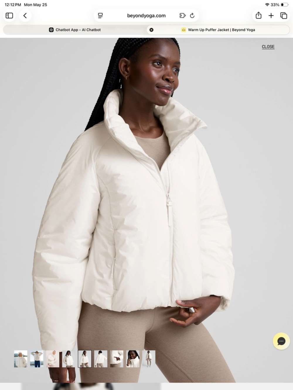 Beyond Yoga Cream White Puffer Jacket
